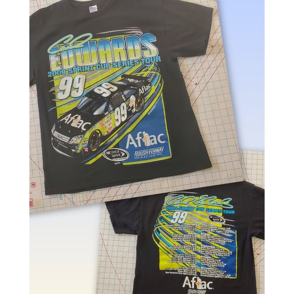 Carl Edwards #99 2009 Sprint Cup Series Tour T-shirt Men's Large Black Aflac